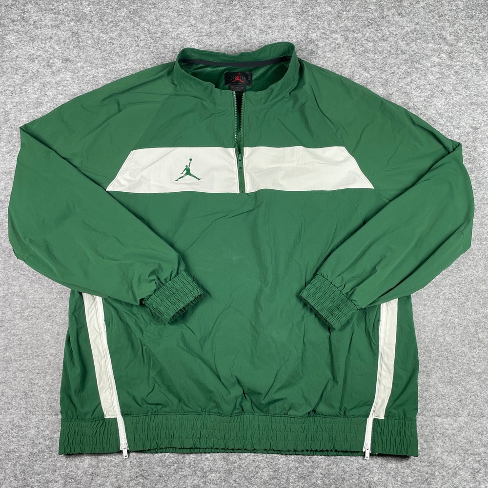 Jordan Windbreaker Jacket Mens 3XL Green 1/4 Zip Pullover Mesh Lined CD2218-341
